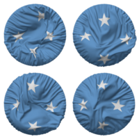 federado estados do Micronésia bandeira dentro volta forma isolado com quatro diferente acenando estilo, colisão textura, 3d Renderização png