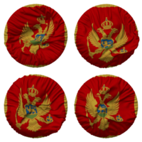 Montenegro Flag in Round Shape Isolated with Four Different Waving Style, Bump Texture, 3D Rendering png