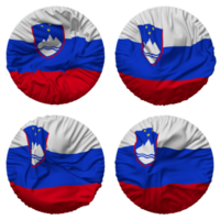 slovenien flagga i runda form isolerat med fyra annorlunda vinka stil, stöta textur, 3d tolkning png