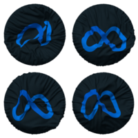 Meta Flag in Round Shape Isolated with Four Different Waving Style, Bump Texture, 3D Rendering png