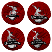 Lahore Qalandars, LQ Flag in Round Shape Isolated with Four Different Waving Style, Bump Texture, 3D Rendering png