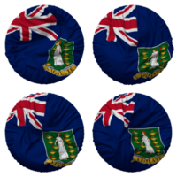 Britanique vierge îles, bvi drapeau dans rond forme isolé avec quatre différent agitant style, bosse texture, 3d le rendu png