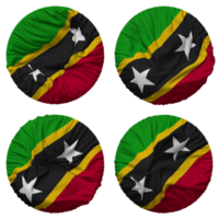 Saint kitts et nevis drapeau dans rond forme isolé avec quatre différent agitant style, bosse texture, 3d le rendu png