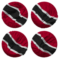 Trinidad und Tobago Flagge im runden gestalten isoliert mit vier anders winken Stil, stoßen Textur, 3d Rendern png