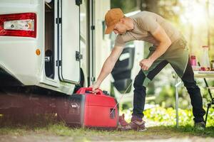 Firing Portable Inverter Generator While RV Camping photo