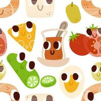 Turkish breakfast funny pattern. Vector seamless wallpaper illustration.