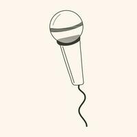 Black and white Retro Microphone for Karaoke,  isolated icon. Vector illustration design