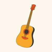 Retro Acoustic guitar isolated on white background. Vector illustration