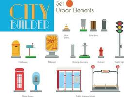 City Builder Set 11. Urban elements vector