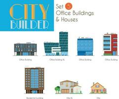 City Builder Set 5. Office Buildings and Houses vector