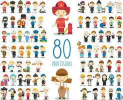 Kids Vector Characters Collection. Set of 80 different professions in cartoon style.