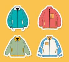 set of cool jacket stickers collection vector