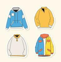 conjunto de frio chaqueta pegatinas colección vector