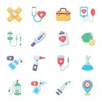 Collection of Medical Tools Flat Icons vector