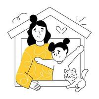 Trendy Family Home vector