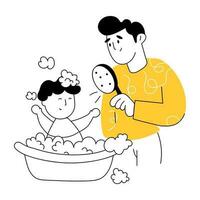 Trendy Baby Bathing vector