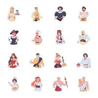 Modern Pack of Ancient Characters Flat Icons vector