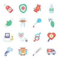 Pack of Medical Equipment Flat Icons vector