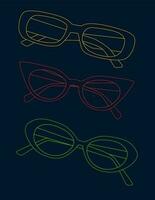 Sunlasses set. Trendy colorfull and vintage accessory. Brigth eyeglass frames. Isolated vector