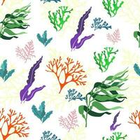 sin costura patrón, algas marinas colorido diseños para textiles, fondo de pantalla y huellas dactilares. minimalista algas vector