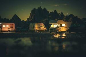 Recreational Vehicle RVs Overnight Alpine Camping photo