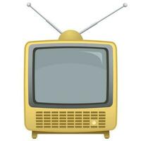 retro televisión amarillo color frente ver con blanco espacio a pantalla. Clásico televisión aislado plano diseño vector ilustración.