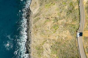 RV Motorhome on the California Scenic Coastal Highway 1 Aerial View photo