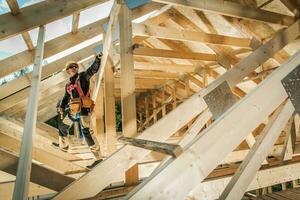 Building Wooden Roof Frame photo