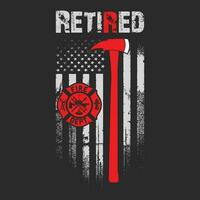 Funny Retired Firefighter American Flag t shirt vector