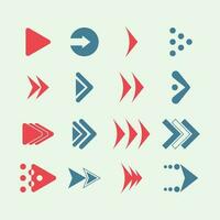 Arrows set red and blue icons. Arrow icon. Arrow vector collection. Arrow. Cursor. Modern simple arrows. Vector illustration. Collection different Arrows on flat style for web design or interface.