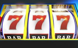 Triple Seven Casino Slot Machine 3D Illustration photo