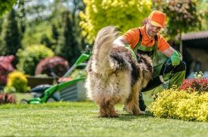 Men Having Fun with His Dog photo