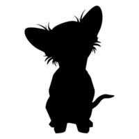 Black silhouette of a small fluffy dog of the Chihuahua breed vector