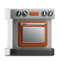 batería de cocina horno ilustración 3d png