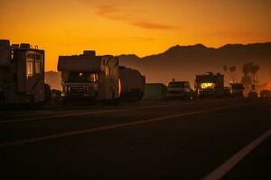 autocaravanas estacionado a lo largo el escénico Pacífico autopista 1 y Pacífico Oceano foto