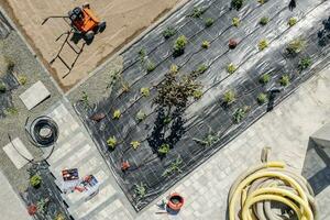 Garden Drip Irrigation System Building Aerial View photo