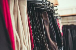 Woman Clothes Hanging on a Store Rack photo