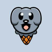 dog head shaped ice cream logo vector