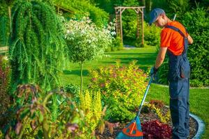 Raking in the Garden photo