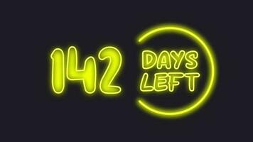 142 day left neon light animated video