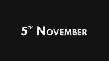 Fifth, 5th November Text Cool and Modern Animation Intro Outro, Colorful Month Date Day Name, Schedule, History video