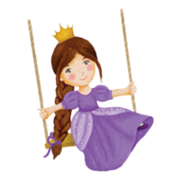 Little princess in a Purple Dress Clip art Element Transparent Background png