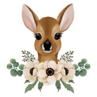 Baby Deer With Flower Clip art Element Transparent Background png