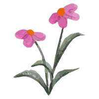 söt elefant med en blomma tecknad serie hand dragen klämma konst element transparent bakgrund png