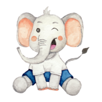 süß Elefant mit ein Blume Karikatur Hand gezeichnet Clip Kunst Element transparent Hintergrund png