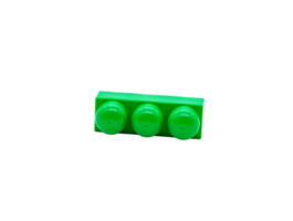 Children's toy construction set lego green without background. Detail of three sections. Picture in high quality. PNG
