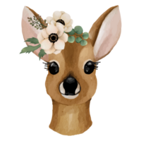 Baby Deer With Flower Clip art Element Transparent Background png