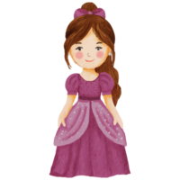 Little princess in a Magenta Dress Clip art Element Transparent Background png