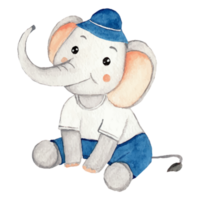carino elefante con un' fiore cartone animato mano disegnato clip arte elemento trasparente sfondo png