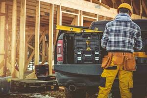 Construction Contractor and His Pickup Truck photo